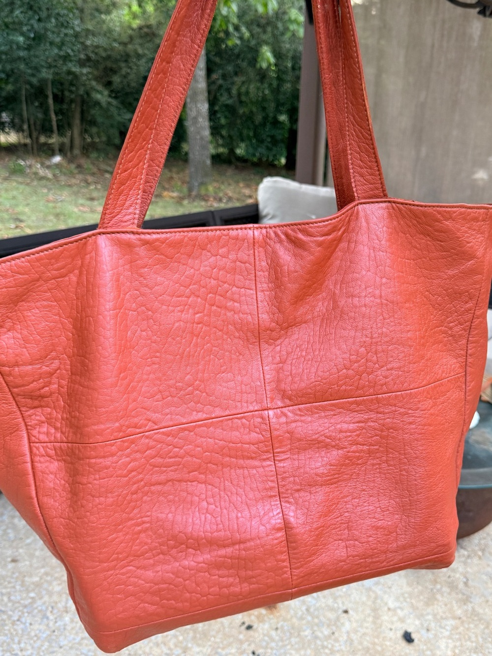 Anthropologie Leather Tote Bag in terracotta